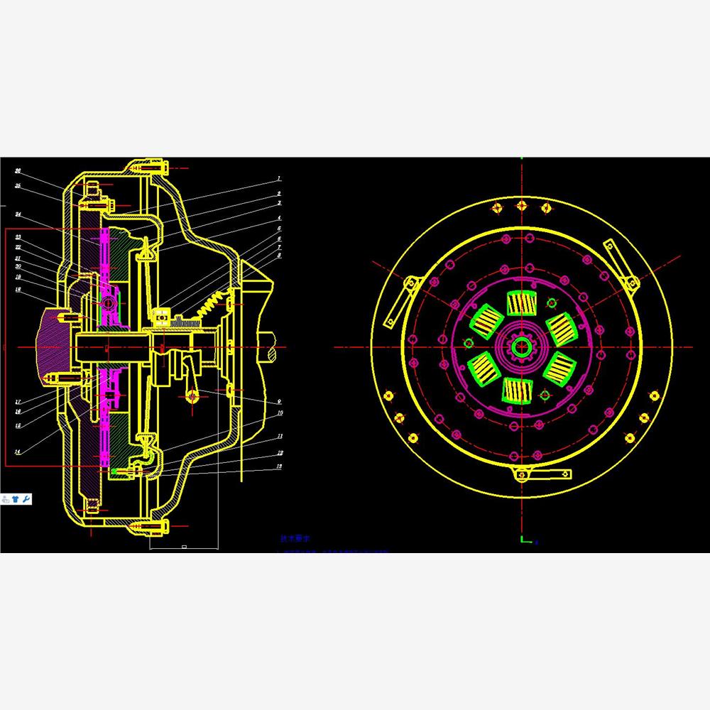欧曼CTX-1型载货汽车膜片弹簧离合器的设计2D图机械CAD图纸