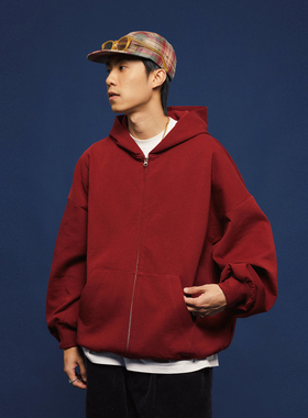 BananaClub“Zipped Hoodie”廓形空气层双拉链连帽卫衣外套