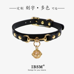 宫铃项圈女定制刻字高级黑色铃铛choker锁骨项圈狗狗puppy牵引绳