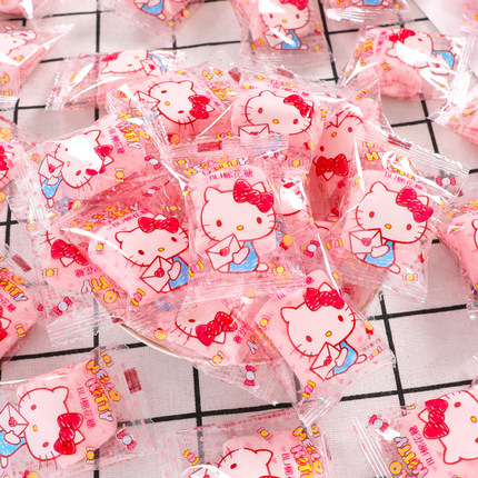 hellokitty草莓味棉花糖小朋友零食糖果卡通散装凯蒂猫三丽鸥联名