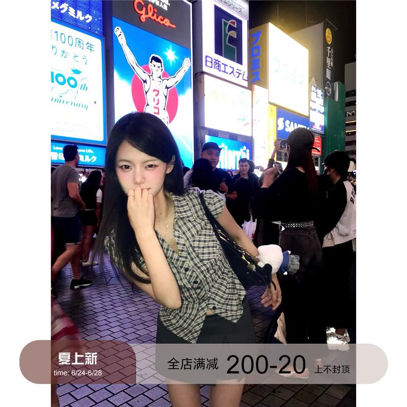 小仙倪子韩版学院风衬衫女夏季款修身气质衬衣设计感韩女穿搭上衣