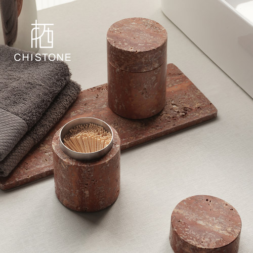 CHISTONE侘寂风洞石牙签筒棉签罐