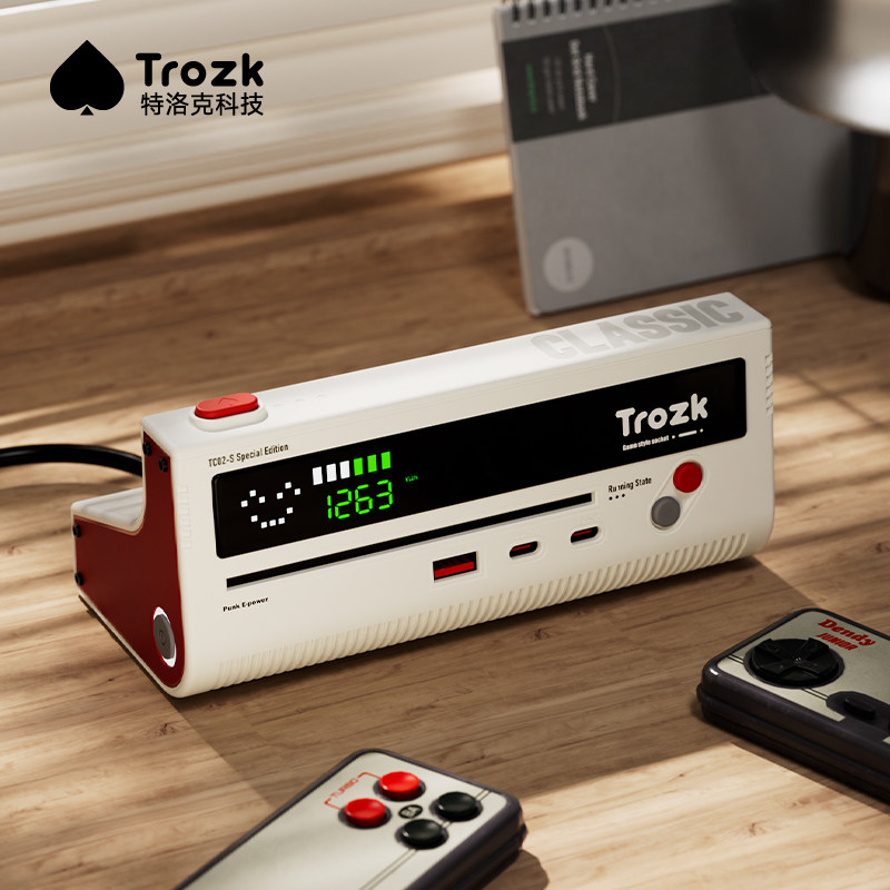 Trozk特洛克拖线板插排红白机插座桌面电竞排插接线板插线板usb