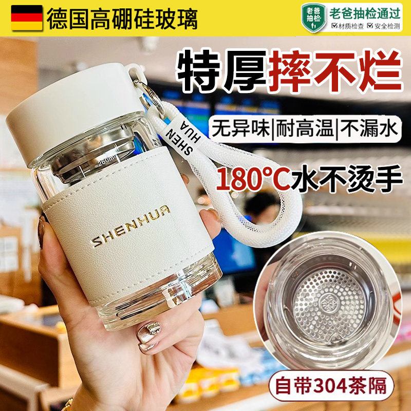 德国迷你玻璃杯小号女士高颜值带刻度高硼硅水杯小巧可携式外带茶