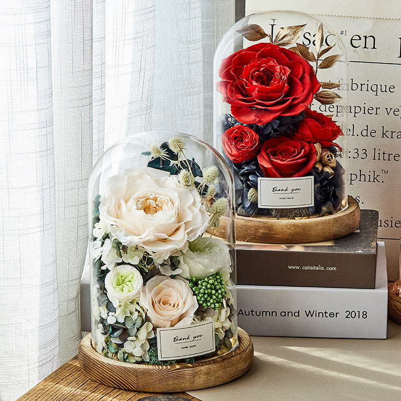 永生花礼品情人节圣诞节创意礼物玻璃罩玫瑰花摆件生日礼物送闺蜜
