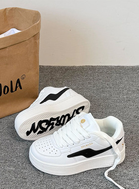 韩版小众学生厚底小白鞋女ins潮2025超火爆款情侣百搭运动休闲鞋