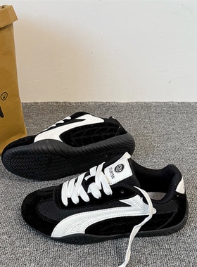 爆款超火港风复古赛车鞋国潮原创黄色薄底德训鞋2025夏季新款板鞋