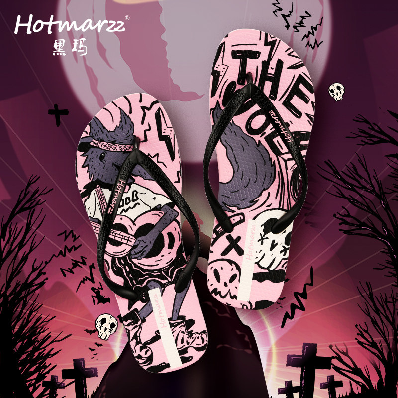hotmarzz/黑玛人字拖女外穿夹脚拖鞋女夏季新款洗澡夹趾沙滩鞋