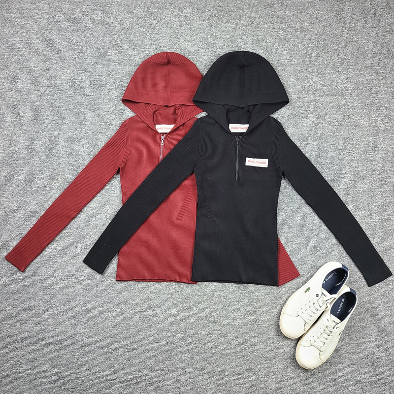 4538鱼 法国本土制造 秋冬新品连帽针织冷线衫 半拉链长袖毛衣