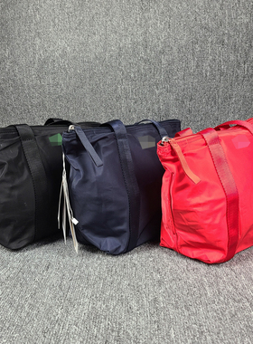 B282鱼 荧光鱼！黑色轻便防水手提购物袋 单肩织物防盗拉链托特包