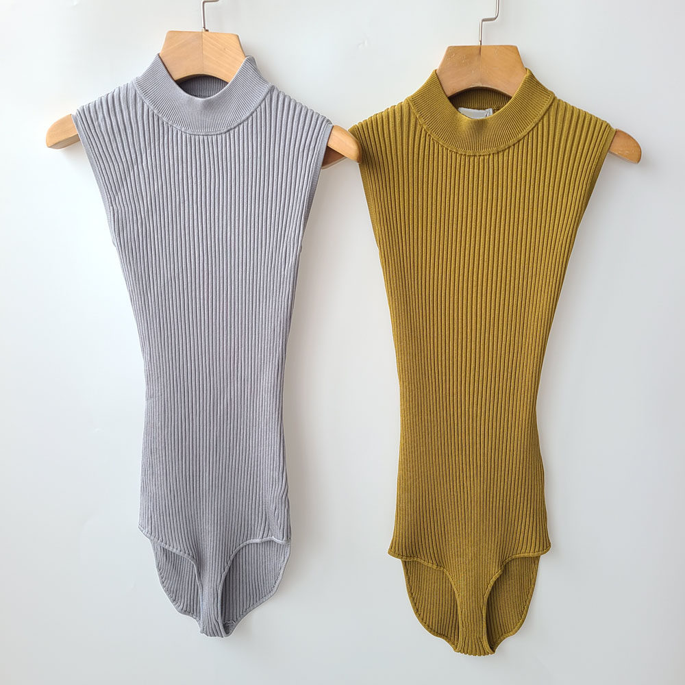 5151法式轻奢SD 优雅立领针织连体衣 露背抽绳薄款外穿knit塑身衣