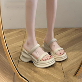 高级感增高厚底凉拖鞋 一字拖 小个子休闲沙滩鞋 女夏季 外穿2025新款