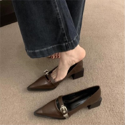 法式玛丽珍尖头气质单鞋2024新款