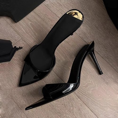 细跟尖头一字带高跟凉拖鞋夏新款