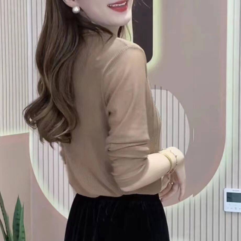 早秋女高档网纱长袖T恤