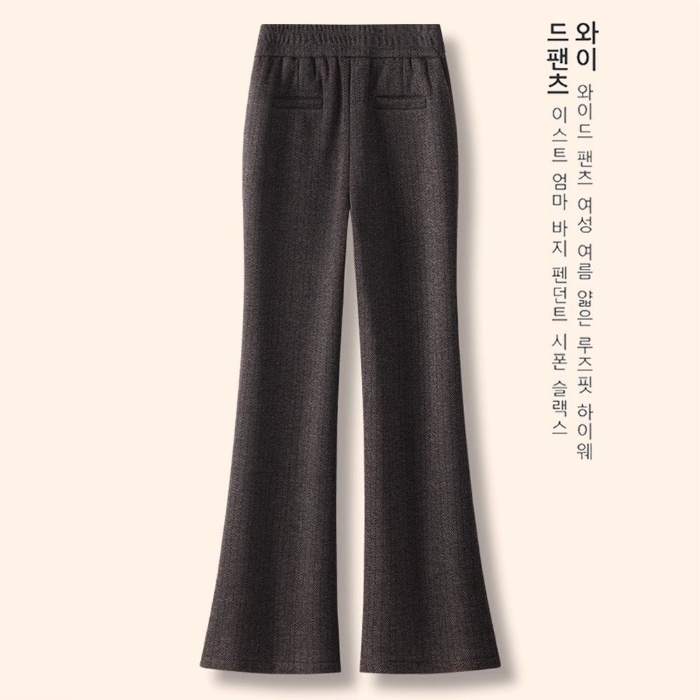 加绒加厚毛呢微喇裤女秋冬季