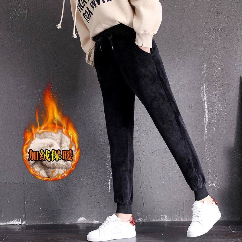 羊羔绒运动裤女加厚秋冬