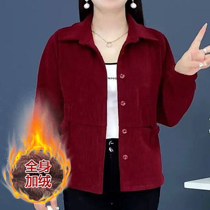 中年女装冬装灯芯绒外套