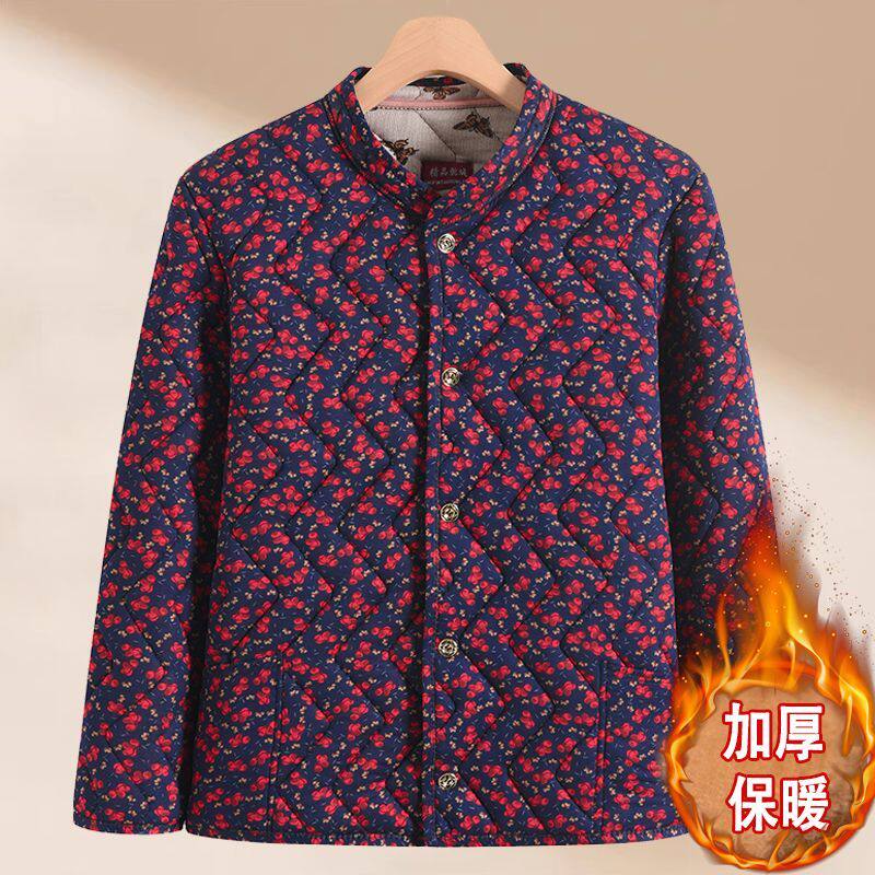 妈妈冬季加绒加厚碎花小
