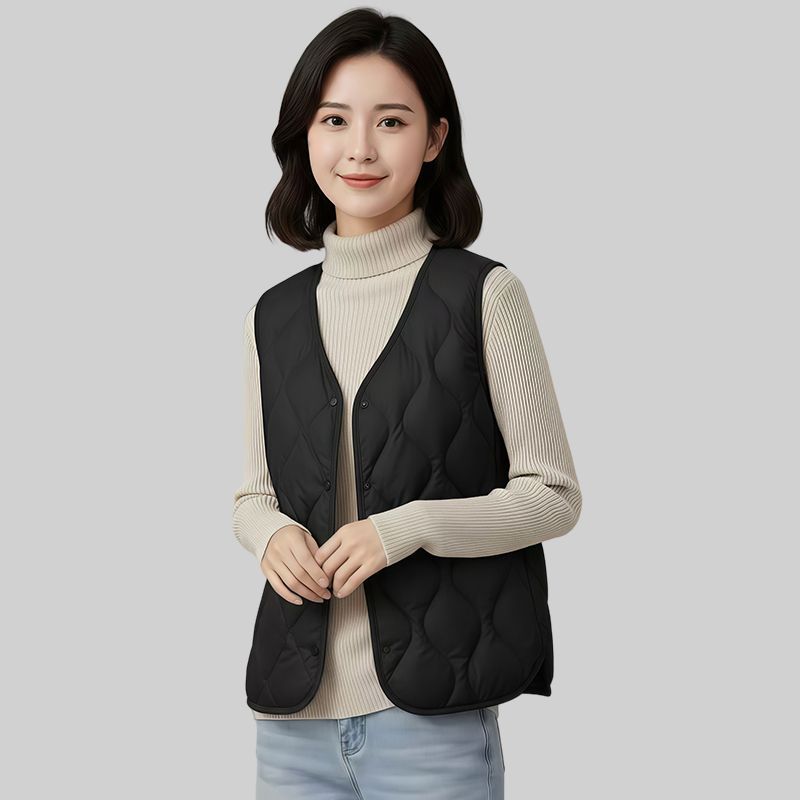2026新款V领羽绒棉马甲女