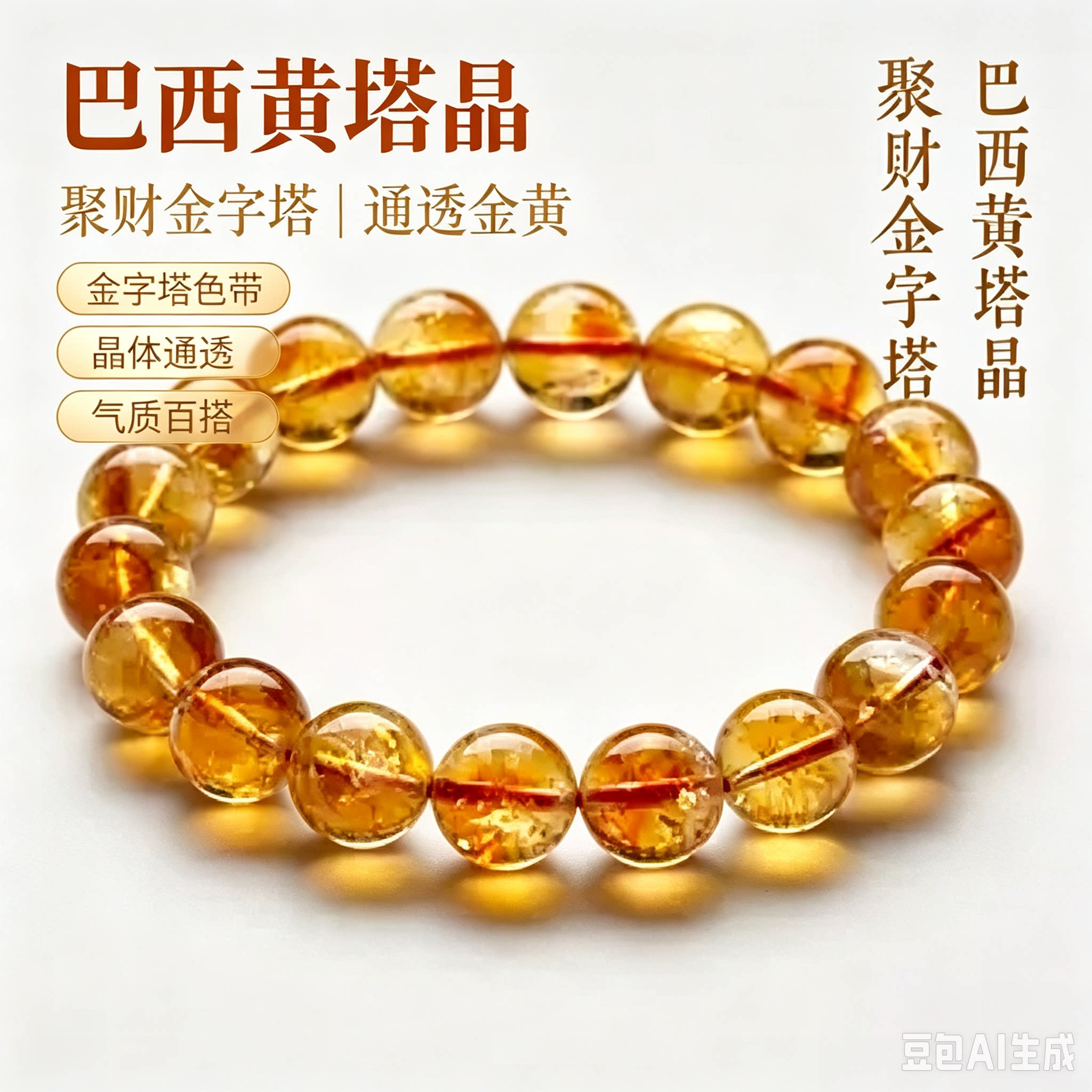 珠子DIY男女手链水晶天然琥珀色