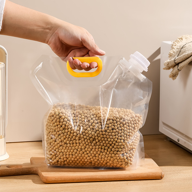 大米手提五谷杂粮防潮防虫密封收纳袋食品级透明吸嘴分装袋