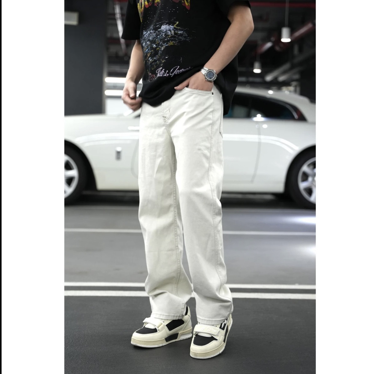 SAM【欧美简约】轻奢定制活性染水洗微弹简约高级休闲直筒牛仔裤