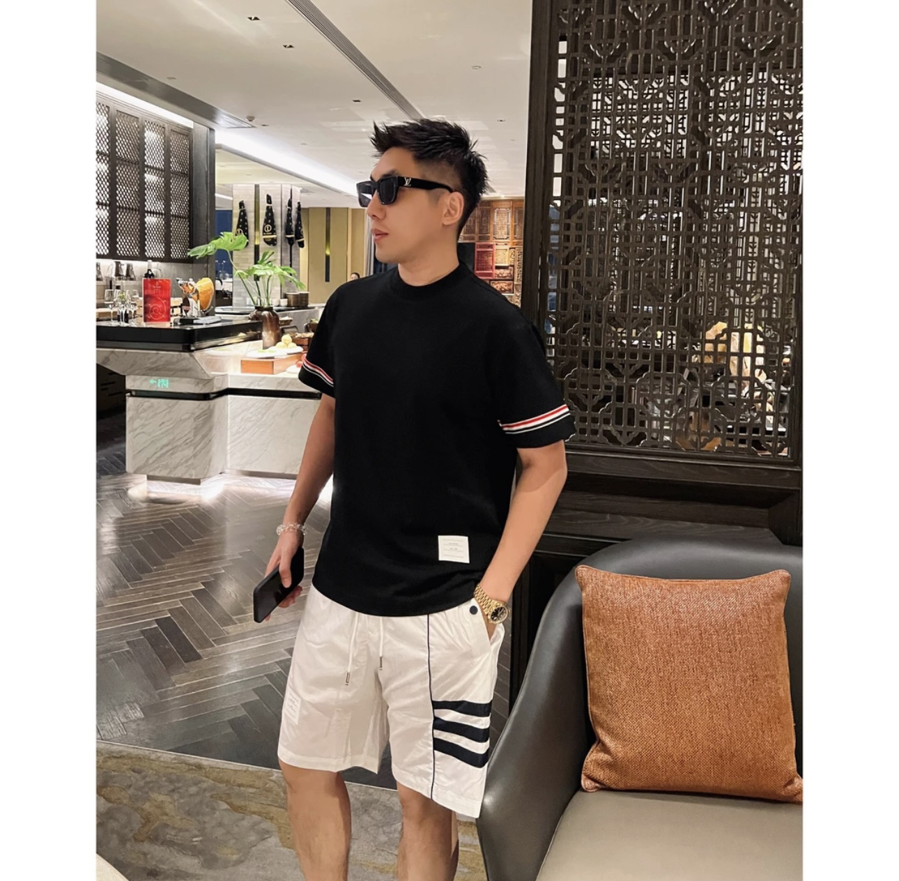 色织25 清爽彩夏季薄款液氨棉极简老钱双织带短袖T恤