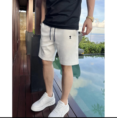 爱心刺绣短裤25夏季300克液氨棉舒适弹性透气百搭男士时尚简约