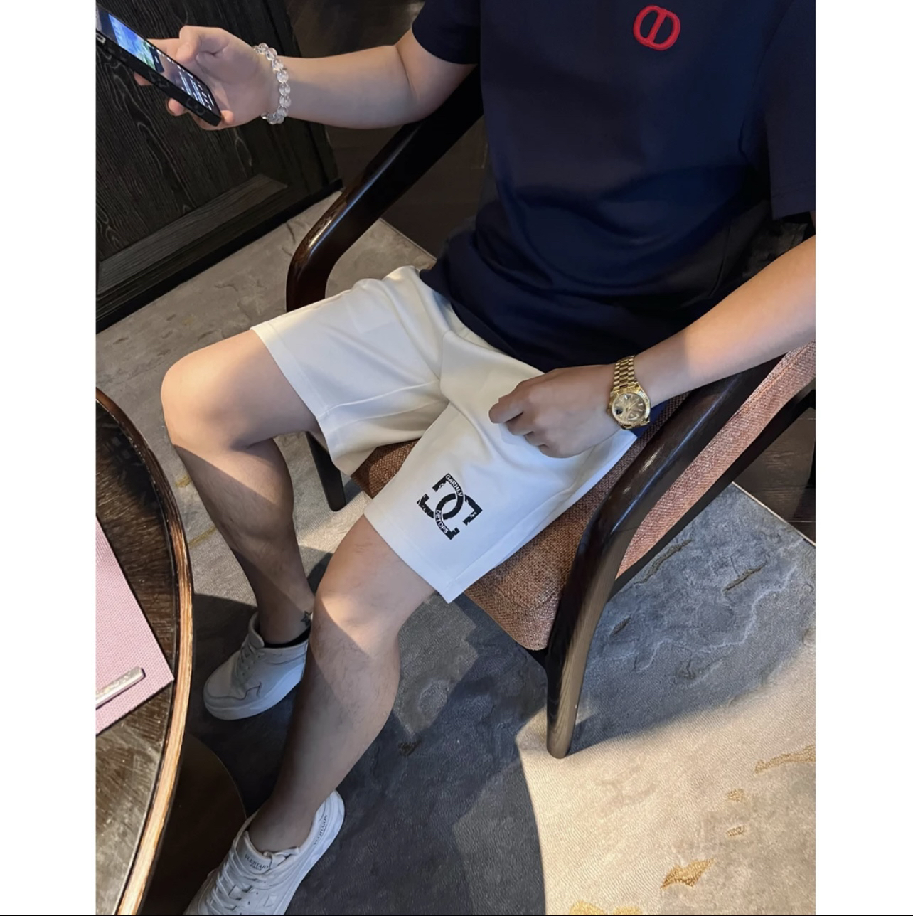 双G短裤夏季立体刻模简约液氨棉百搭短裤男士运动休闲5分裤