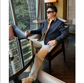 格纹假两件秋冬老钱厚款 拼接纹翻领格纹高级感外套夹克洋气上衣