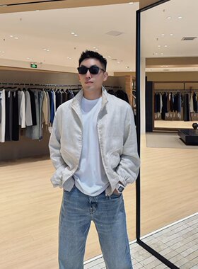 亚麻夹克L*P极简亚麻秋季立领休闲夹克男士外套轻奢男装夹克6001