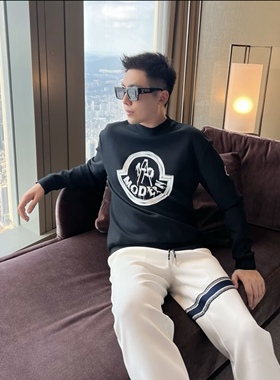 25秋季新款男士圆领小标撞色长袖时尚百搭休闲长袖卫衣