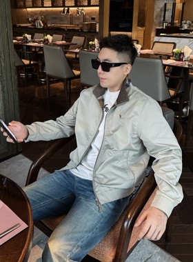 2025新款刺绣小标格纹拼色翻领美式复古短款夹克外套