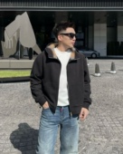 休闲装 蜜蜂高级外套夹克 重磅羊毛混纺男士 新款 格纹连帽 冬季