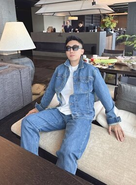 马蹄老钱牛仔26春复古洗水天蓝夹克牛仔服裤子高级感男装外套装