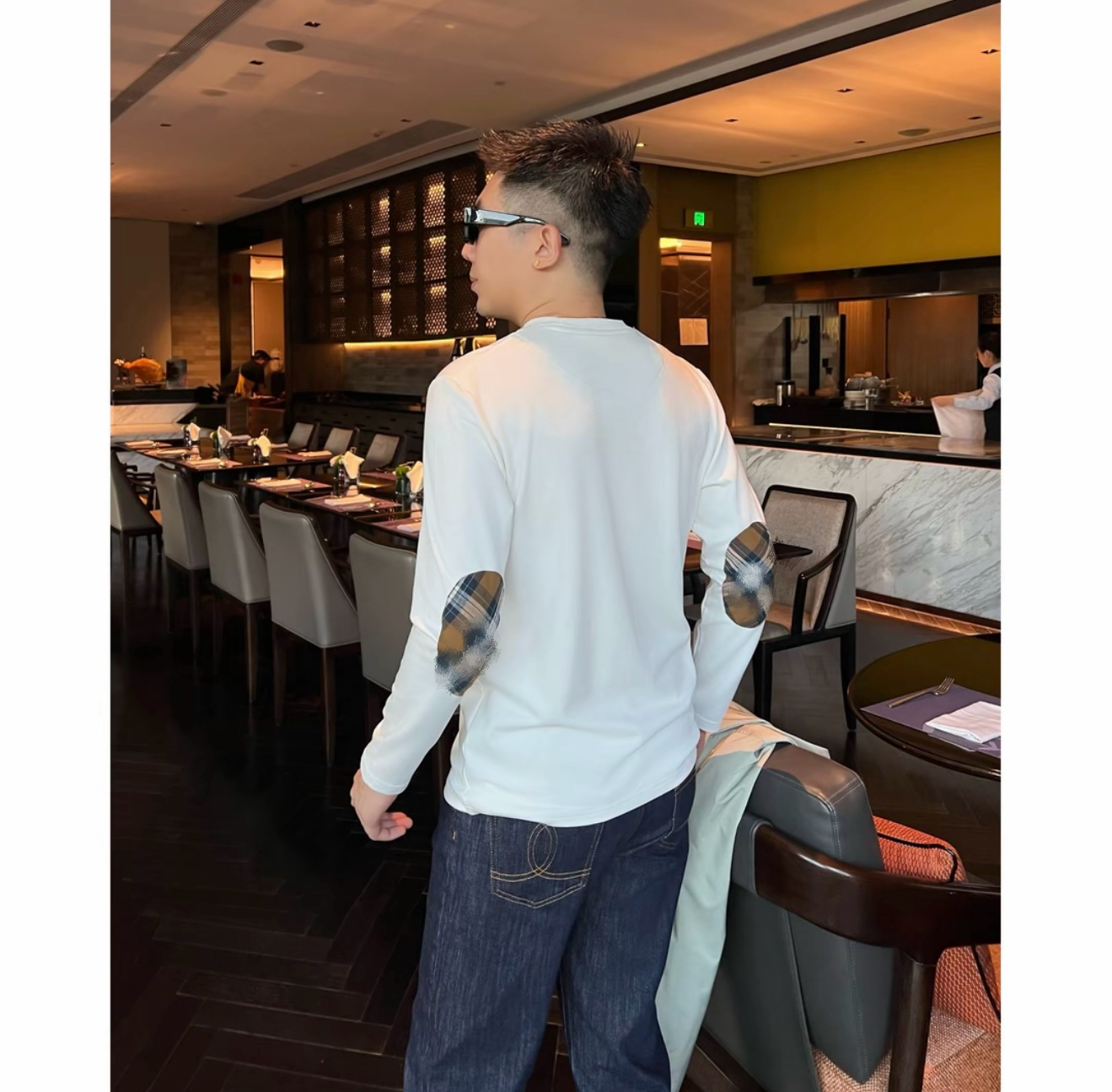 【老花打底】痞帅男装莫代尔上衣马刺绣贴身情侣长袖T恤386