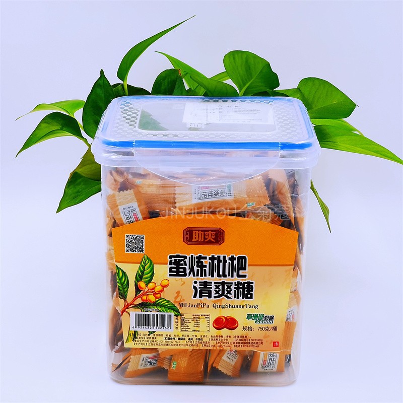 助爽蜜炼枇杷润喉糖果含片750g桶装清凉薄荷糖护嗓铁金银花清爽糖