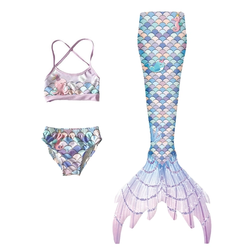 Детский раздельный купальник, летняя униформа для плавания, летний комплект, крой «рыбий хвост», 3 предмета