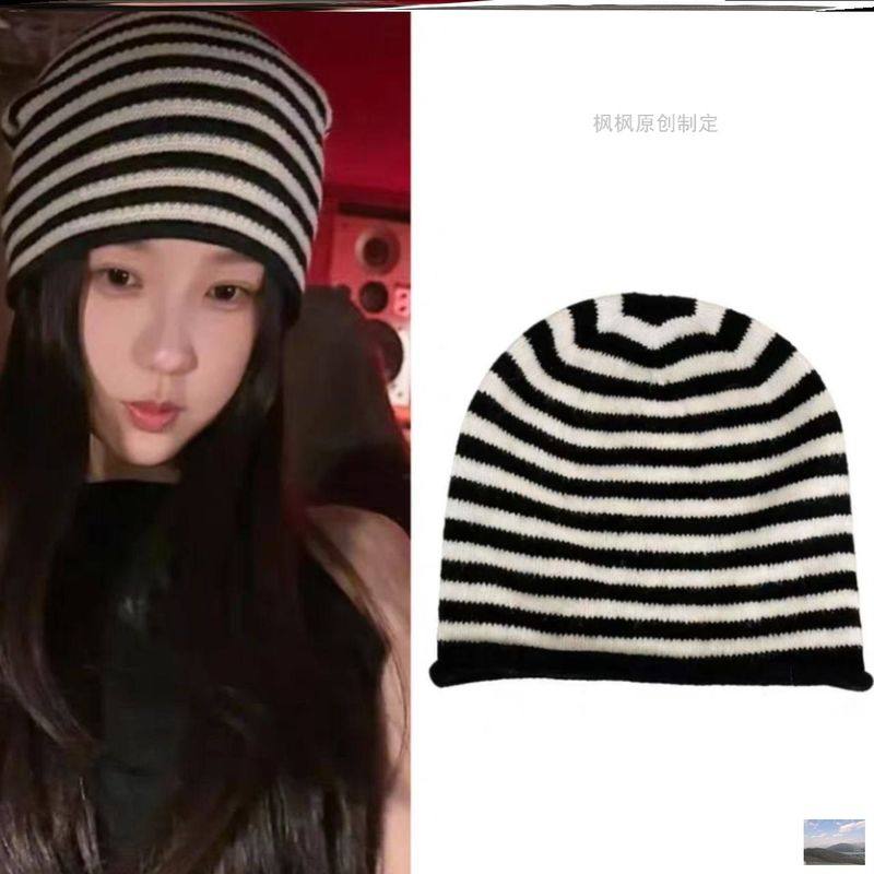 现货虞书欣同款黑白条纹堆堆帽子女卷边百搭显脸小护耳包头帽新,服饰配件/皮带/帽子/围巾,帽子,淘宝优惠券,粉丝福利购,淘宝优惠卷