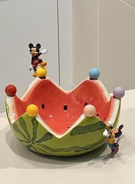 高颜值西瓜水果叉家用客厅茶几创意可爱水果盘碗不锈钢小叉子套装