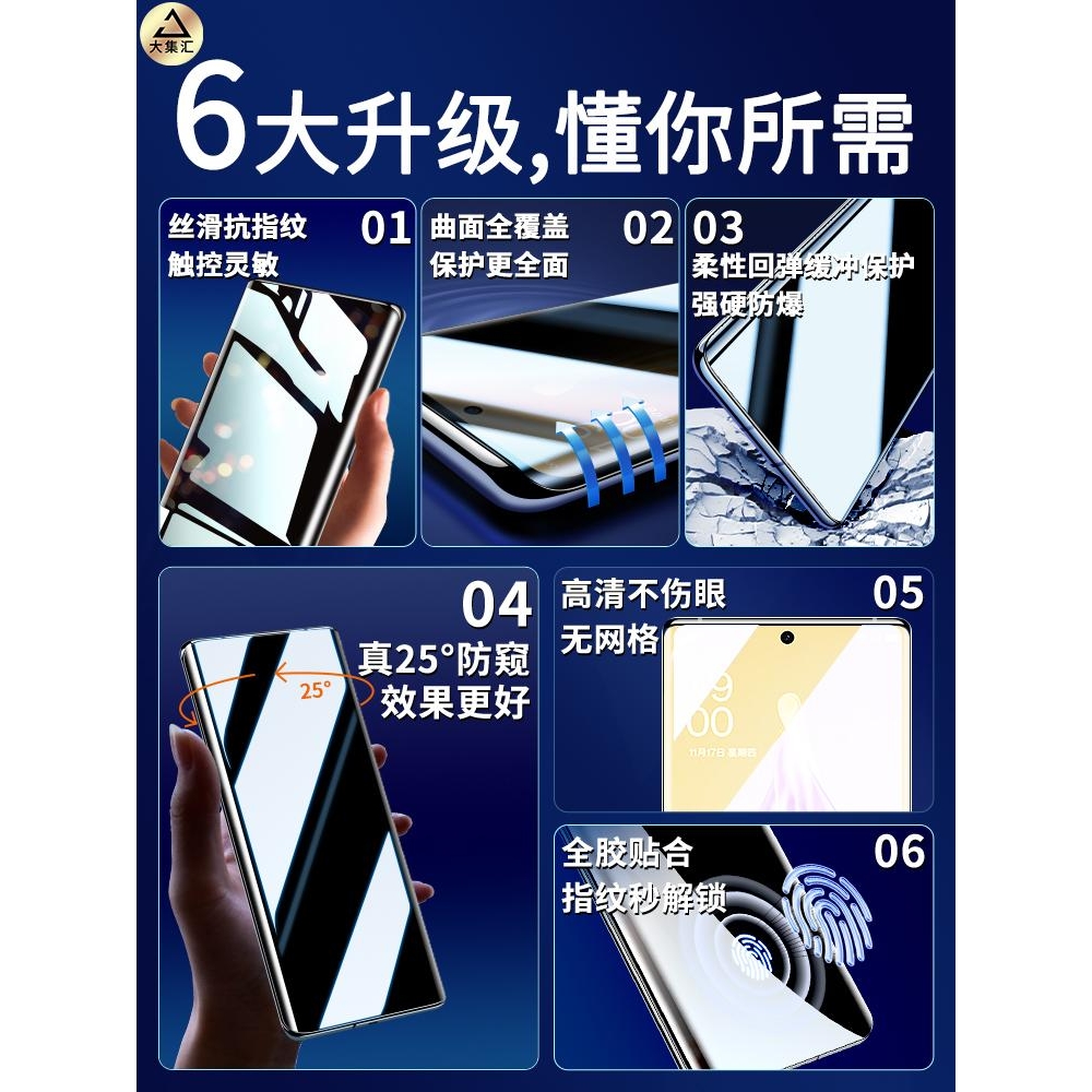 精菲适用于opporeno9手机膜reno9pro防窥膜rone9pro十钢化膜水凝膜新款曲面屏por+的oppo防窥op高清5g全包防