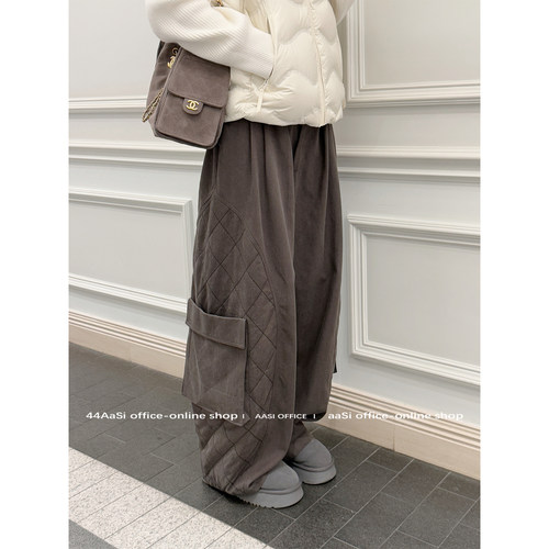 44AaSi 旷野都市 水洗复古夹棉大口袋宽松休闲阔腿裤女