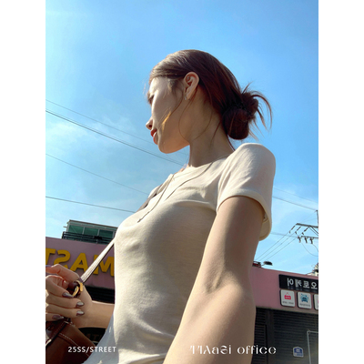 44AaSi 软薄奶皮t 无限回gou天丝羊毛好身材春夏内搭短袖