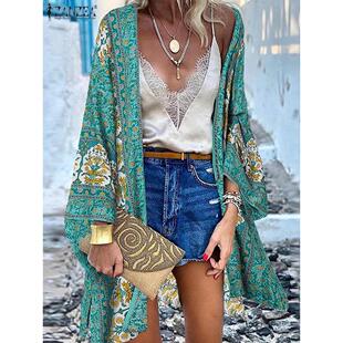 women cardigan boho blouses top casual summer floral beach