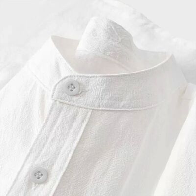 Men's Cotton Linen T-shirt Summer Hot Sale Henley Neck Casua