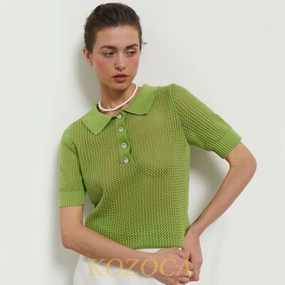 Kozoca Summer Outfits Short Sleeve Solid Polo Shirt Women Fa