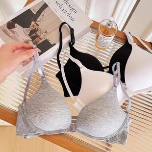 无痕纯欲美背内衣女轻薄透气小胸聚拢防下垂不空杯性感前扣文胸