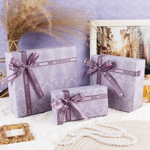 礼物盒空盒子小号复古网红蝴蝶结天地盖口红香水礼品盒饰品包装盒