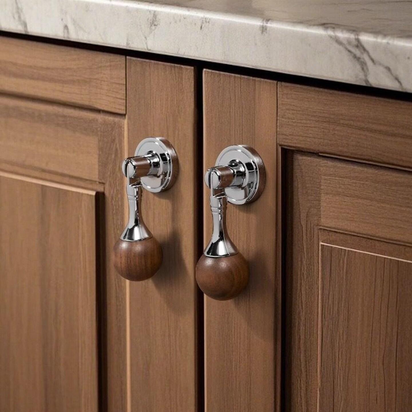 柜门拉手大全新中式复古胡桃木拉手衣橱柜门把手抽屉家具圆球配件